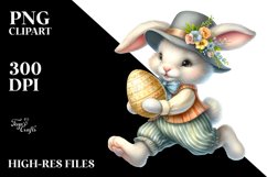 Bunny with Vintage Hat Running PNG Product Image 2