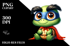 Cute Turtle in Superhero Cape PNG Product Image 2
