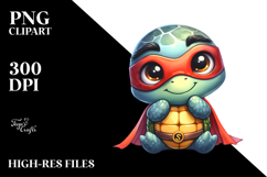 Cute Turtle in Superhero Cape PNG Product Image 2