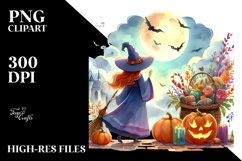 Simple Vibrant Witch for Halloween | Sublimation Clipart Product Image 1