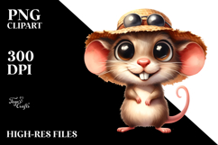 Watercolor Funny Mouse with Sun Hat Clipart Product Image 2