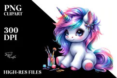 Cute Baby Unicorn Running PNG Product Image 2