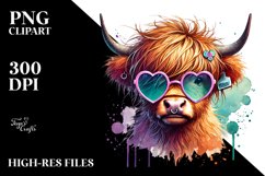Highland Calf with Heart Sunglasses PNG Product Image 2