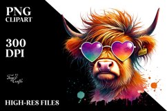 Highland Calf with Heart Sunglasses PNG Product Image 2