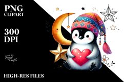 Boho Penguin Sitting on a Star PNG Product Image 2