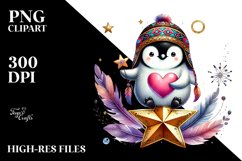 Boho Penguin Sitting on a Star PNG Product Image 2