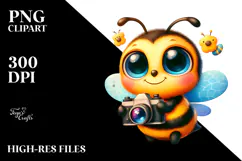 Goofy Baby Bee Holding Camera PNG Product Image 2