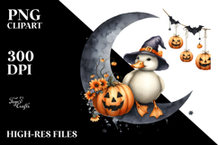 Duck in Halloween Costume on Moon, Transparent PNG Product Image 2