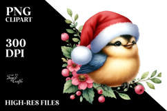 Cute Baby Bird with Santa Hat, Transparent PNG Product Image 2