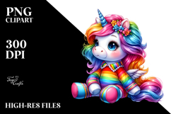 Cute Baby Unicorn Sitting PNG Product Image 2