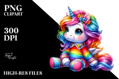 Cute Baby Unicorn Sitting PNG Product Image 2