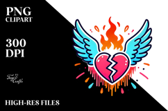 Colorful Heart with Wings PNG Product Image 2