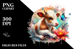 Colorful Baby Cow with Fairy Dust PNG Product Image 2