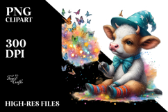 Colorful Baby Cow with Fairy Dust PNG Product Image 2