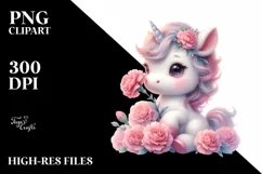 Cute Baby Unicorn Carnation | Clipart Product Image 3