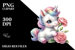 Cute Baby Unicorn Carnation | Clipart Product Image 1
