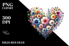 Heart Made of Spring Flowers PNG Product Image 2