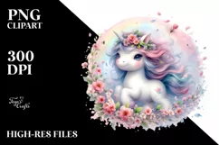 Cute Baby Unicorn Spring Petals Clipart Product Image 1