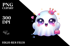 Funny Silly Cute Ghost with Glam Accessories PNG Product Image 2