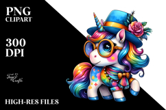 Cute Unicorn with Floral Wreath PNG Product Image 2