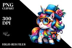 Cute Unicorn with Floral Wreath PNG Product Image 2