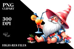 Whimsical Gnome with Cocktail, Transparent PNG Product Image 2