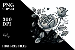 Vintage Heart with Roses PNG Product Image 2