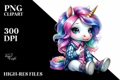 Cute Unicorn with Cool Haircut PNG Product Image 1
