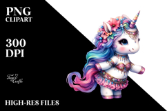 Colorful Baby Unicorn with Belly Dancer&#039;s Outfit PNG Product Image 2