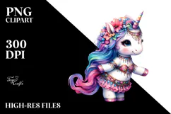 Colorful Baby Unicorn with Belly Dancer's Outfit PNG Product Image 2