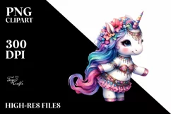 Colorful Baby Unicorn with Belly Dancer's Outfit PNG Product Image 1