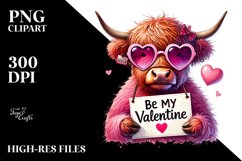 Pink Highland Cow for Valentine PNG Product Image 2