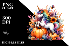 Unicorn with Pumpkin | Sublimation | Clipart Product Image 2