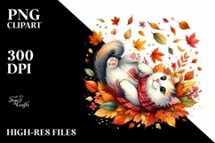 Colorful Cat Autumn Leaves PNG Product Image 3