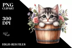 Watercolor Cute Baby Cat PNG Product Image 1