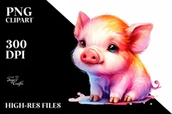 Cute Baby Pig in Style, PNG Product Image 3