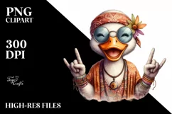Washed Watercolor Boho Funny Cute Duck Smiling Product Image 1