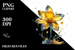 A Shiny Daffodil Clipart with Watercolor Splash Product Image 3