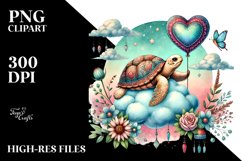 Boho Turtle Sitting on a Cloud PNG Product Image 2