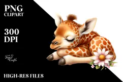 Cute Baby Giraffe with Big Eyes Digital PNG Product Image 2