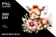 Cute Baby Giraffe with Big Eyes Digital PNG Product Image 2