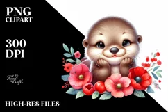 Colorful Baby Otter Sleeping | Sublimation Clipart Product Image 3