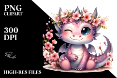 Cute Baby Dragon Sitting and Winking | Sublimation Clipart Product Image 2