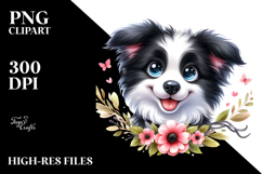 Happy Cartoon Border Collie Baby PNG Product Image 2