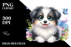 Happy Cartoon Border Collie Baby PNG Product Image 2