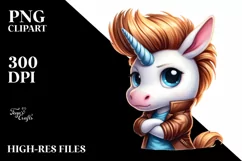 Colorful Baby Unicorn Johny Bravo | Sublimation | Clipart Product Image 1