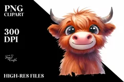 Funny Highland Cow Portrait, PNG Product Image 3