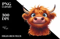 Funny Highland Cow Portrait, PNG Product Image 1