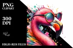 Colorful Flamingo with Sunglasses, Quirky Art Product Image 1
