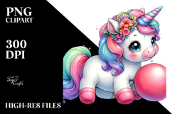 Baby Unicorn Pumpin Summer Sticker Clipart Product Image 2
